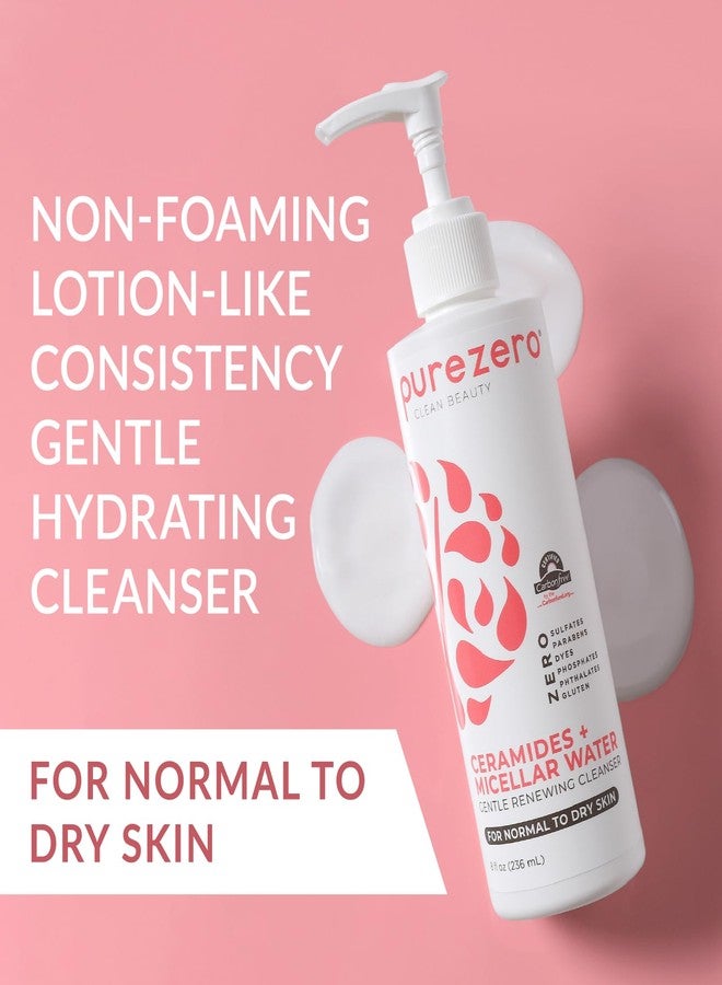 Purezero Hydrating Gentle Face Cleanser - Hyaluronic Acid Gentle Moisturizing Cleanser + Ceramides, Micellar Water, Fragrance-Free, Zero Sulfates, Parabens, Vegan & Cruelty-Free, 8 oz - Image 4