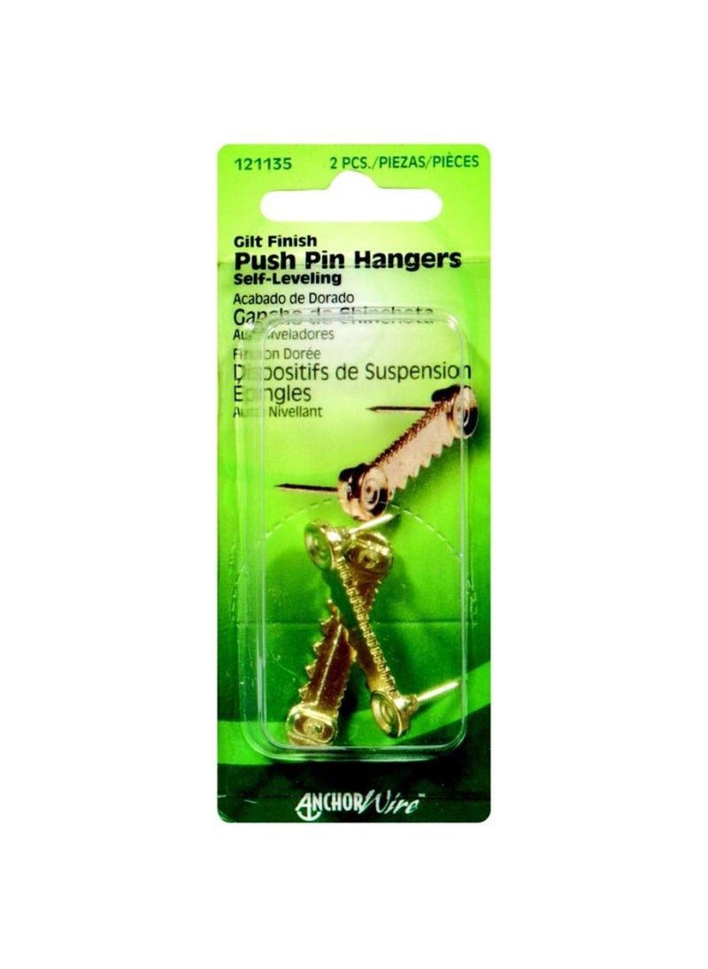 Hillman Anchorwire Gilt Push Pin Picture Hanger 508cm 2pcs 
