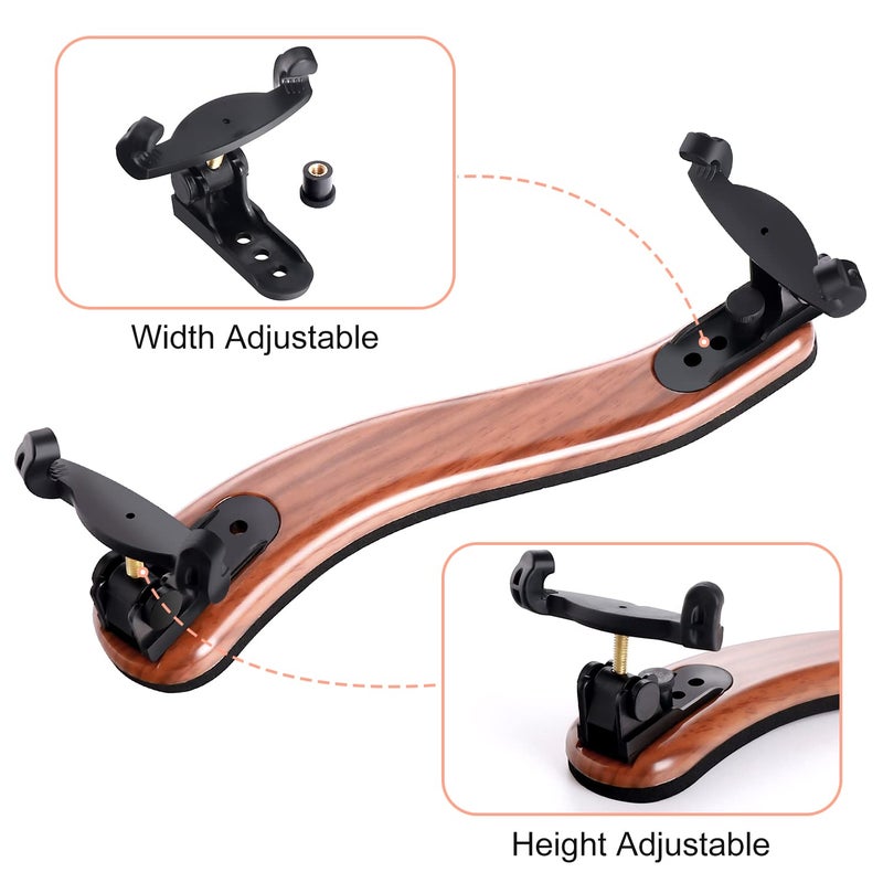 SUEWIO Violin Shoulder Rest for 4/4 and 3/4 Size, [Imitation Wood Grain] Violin Shoulder Rest with Comfortable Foam Pad & Height Adjustable Feet - Image 3
