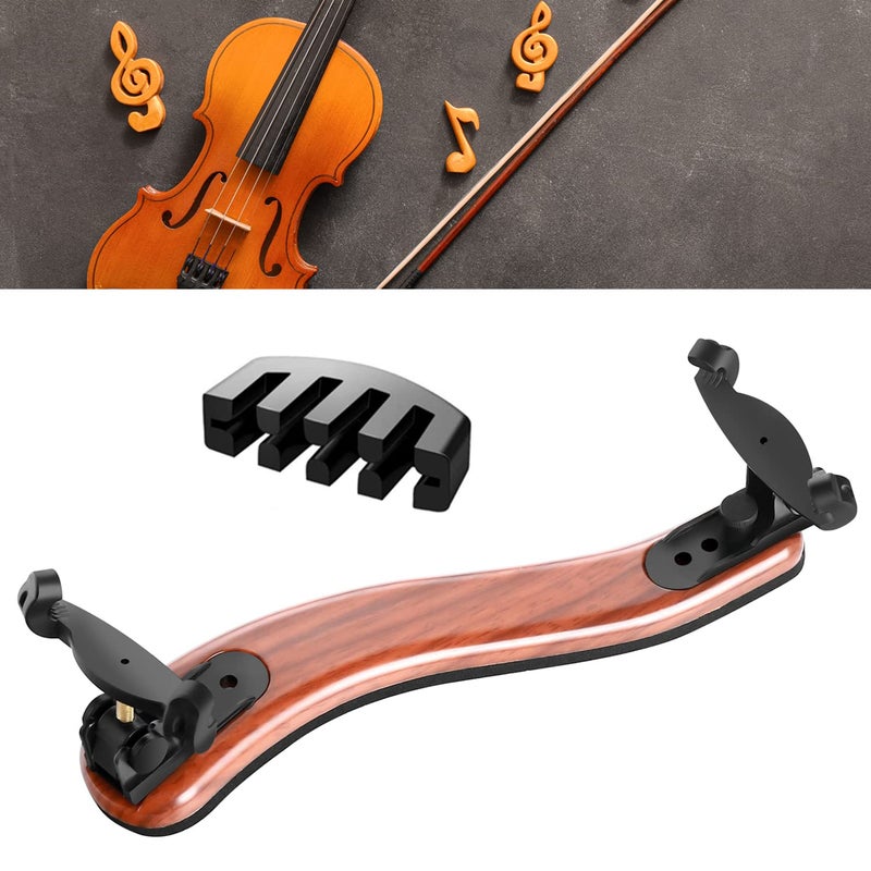 SUEWIO Violin Shoulder Rest for 4/4 and 3/4 Size, [Imitation Wood Grain] Violin Shoulder Rest with Comfortable Foam Pad & Height Adjustable Feet - Image 1