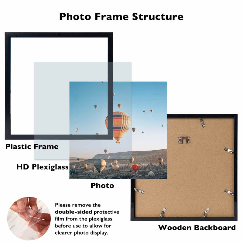 JCJMY 13x13 Picture Frame Black for Wall Hanging, Wall Mounting Horizontally or Vertically, 13 x 13 Square Wall Gallery Poster Photo Frame with Shatter Resistant Plexiglass, Black - Image 2