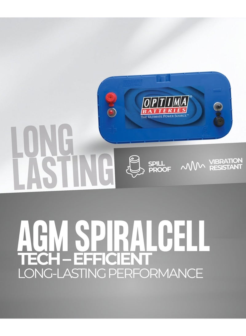 Optima Blue Top 12V 75Ah AGM Battery 8052-188 Dual Purpose Deep Cycle & Starting CCA 975A for Marine & RV - Image 3