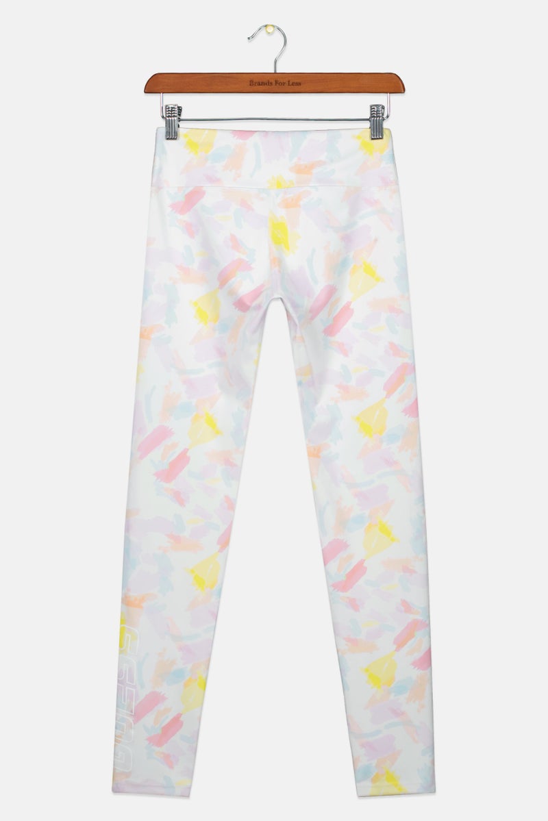 GUESS Kids Girl Sportswear Fit Training Leggings, White Combo - Image 2