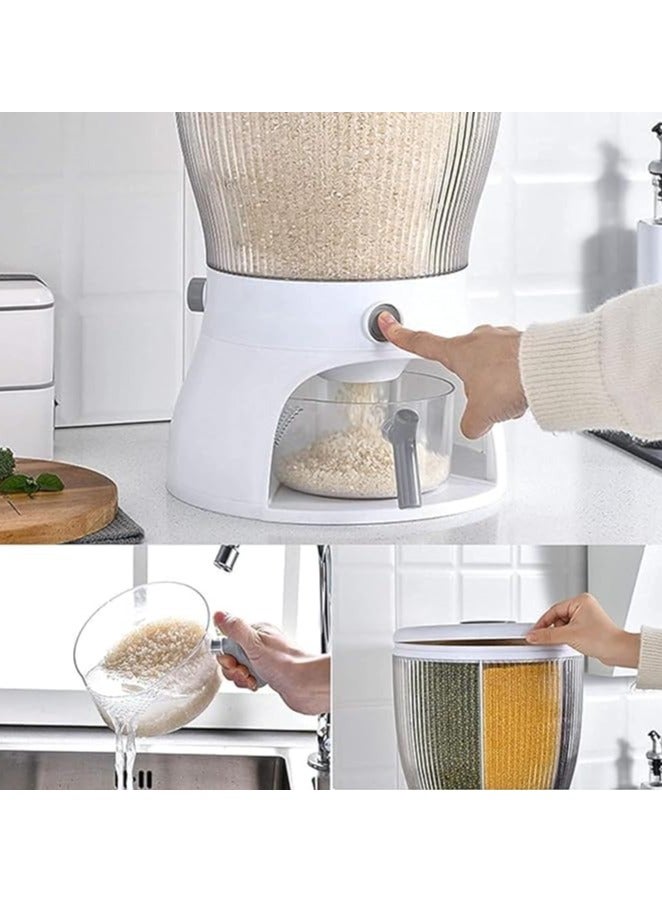 ELTRAZONE 360° Rotary 4-Grid Rice Storage: Efficient Dispensing & Airtight Seal | Grains Rice Bucket & Food Storage Tank for Kitchen Organization Design | Multi-Grid Dry Food Dispenser - Image 3