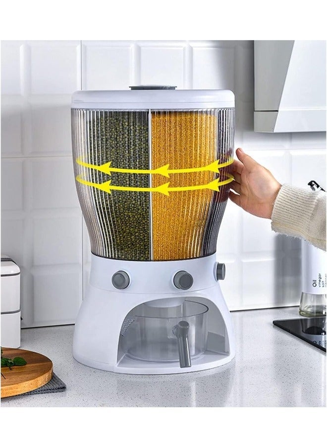 ELTRAZONE 360° Rotary 4-Grid Rice Storage: Efficient Dispensing & Airtight Seal | Grains Rice Bucket & Food Storage Tank for Kitchen Organization Design | Multi-Grid Dry Food Dispenser - Image 5