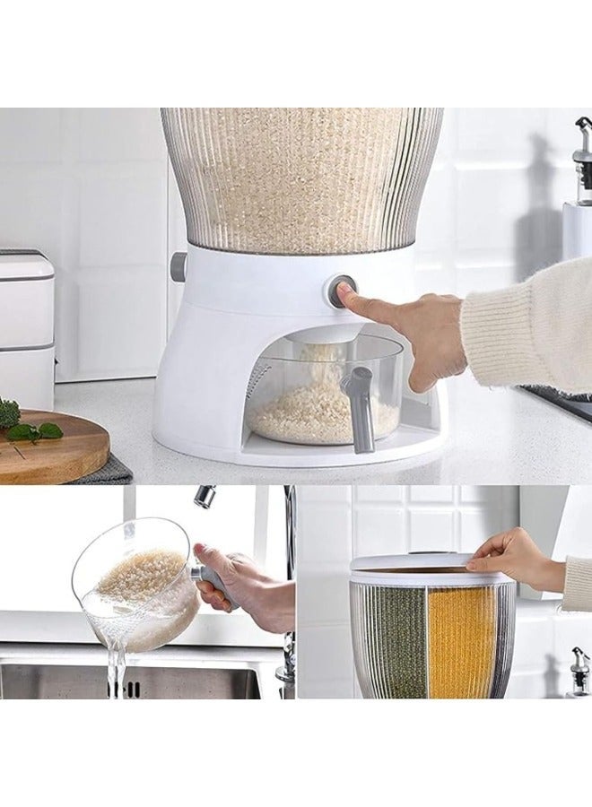 ELTRAZONE 360° Rotary 4-Grid Rice Storage: Efficient Dispensing & Airtight Seal | Grains Rice Bucket & Food Storage Tank for Kitchen Organization Design | Multi-Grid Dry Food Dispenser - Image 4