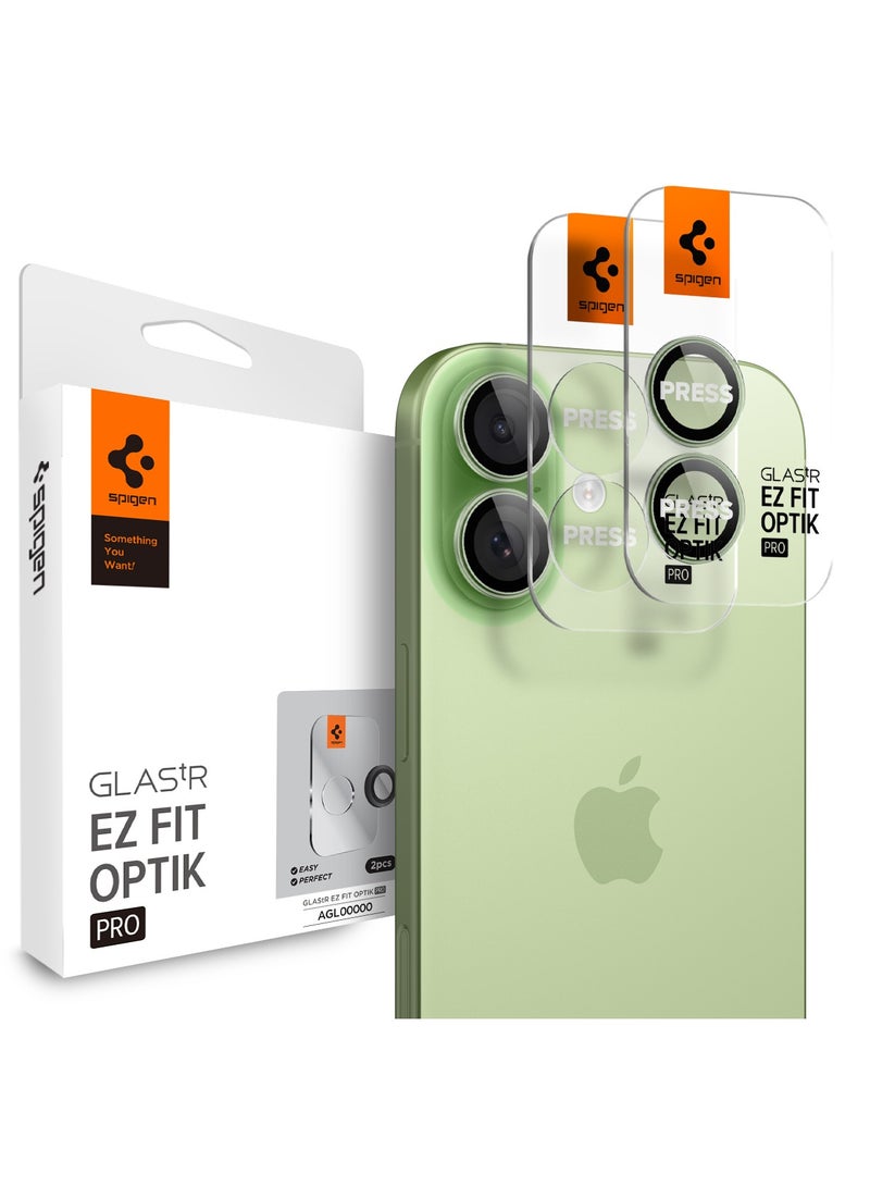 Spigen Camera Lens Protector [2 Pack] for iPhone 17 | iPhone 16 Plus | iPhone 16 GLAStR EZ-Fit Optik Pro  - Green - Image 1