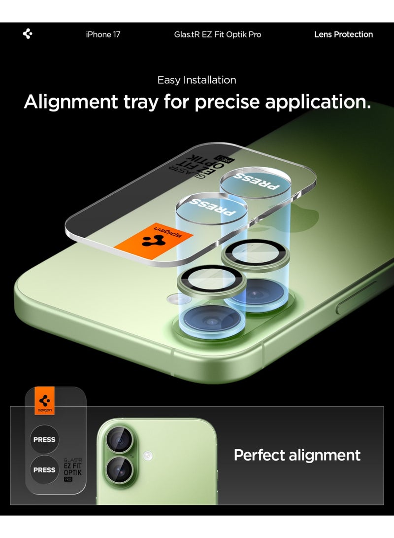 Spigen Camera Lens Protector [2 Pack] for iPhone 17 | iPhone 16 Plus | iPhone 16 GLAStR EZ-Fit Optik Pro  - Green - Image 4