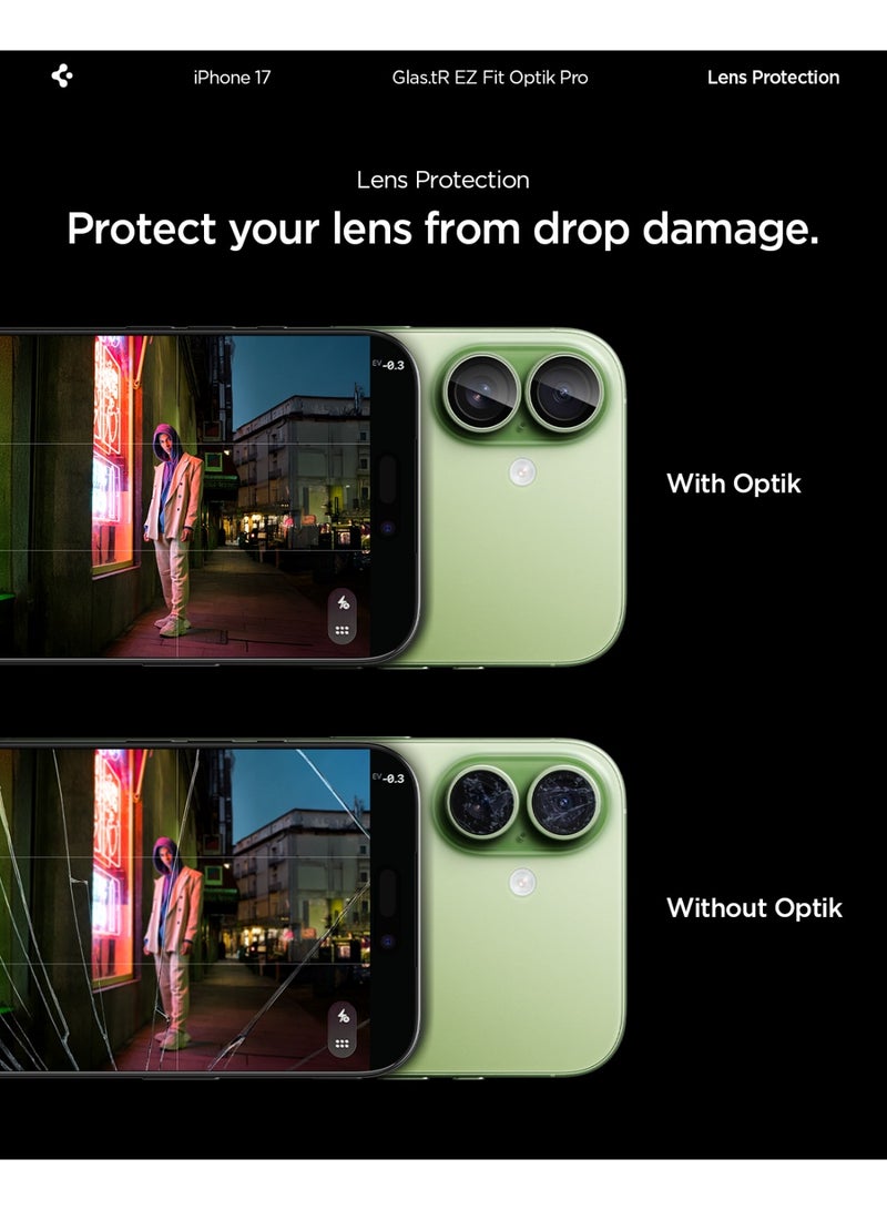 Spigen Camera Lens Protector [2 Pack] for iPhone 17 | iPhone 16 Plus | iPhone 16 GLAStR EZ-Fit Optik Pro  - Green - Image 5