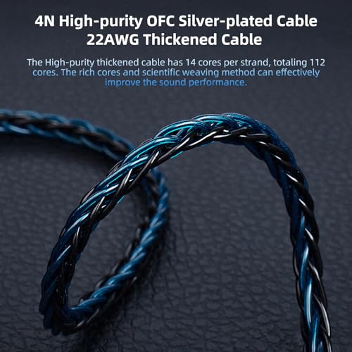 keephifi KBEAR ST12 Plus 2M Blueblack IEM Cable 4.4mm 2PIN Type, 8-Strand 4N OFC Silver-Plated Upgraded Cable for KZ AS10/ZST/ES4/ES3/BA10, CCZ CRA/C10, TRN V80/V20 - Image 3
