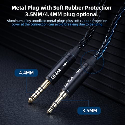 keephifi KBEAR ST12 Plus 2M Blueblack IEM Cable 4.4mm 2PIN Type, 8-Strand 4N OFC Silver-Plated Upgraded Cable for KZ AS10/ZST/ES4/ES3/BA10, CCZ CRA/C10, TRN V80/V20 - Image 4