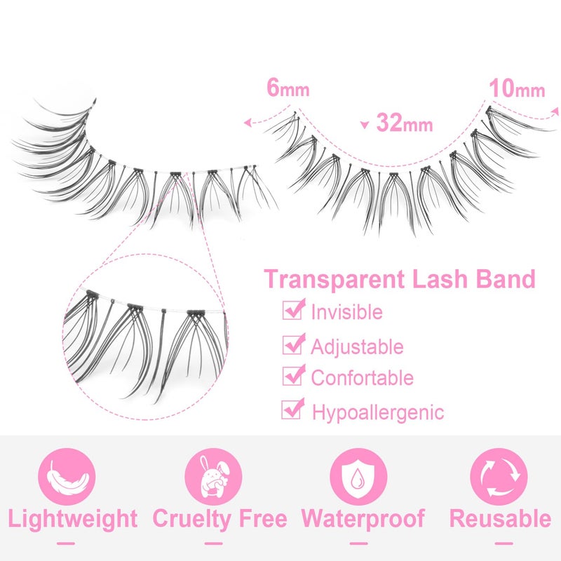 Kiromiro False Lashes Natural Look Short False Eyelashes Wispy 100% Handmade Clear Band Lashes Cat Eye Korean Faux Mink Strip Eyelashes Pack 14 Pairs - Image 3