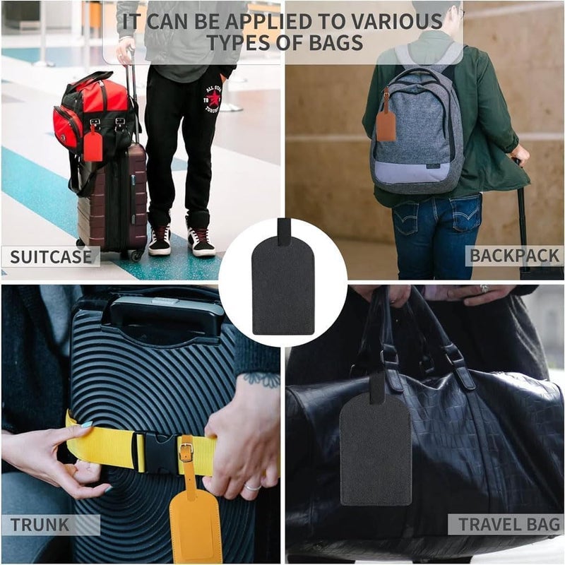 Fashion Mania 6 Pcs Multicolor PU Leather Luggage Tags, Rectangular Suitcase Travel Bag Baggage Labels with Adjustable Strap and Privacy Protection Cover - Image 4