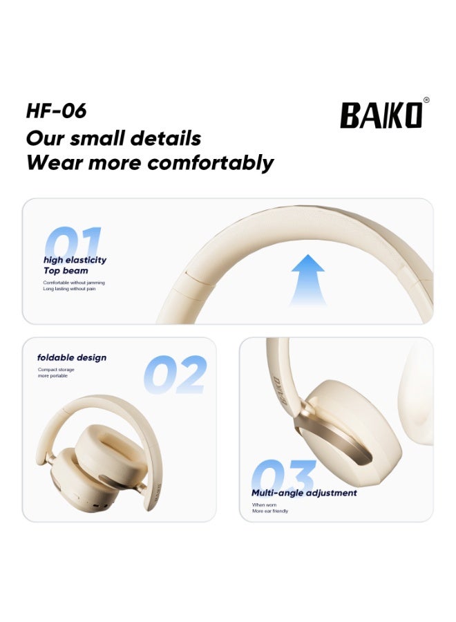 BAIKO HF06 ANC Active Noise Cancelling - Headphones Beige Colour - Image 2