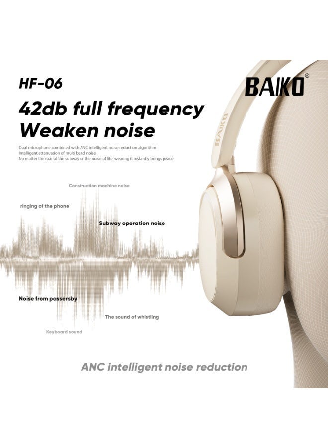BAIKO HF06 ANC Active Noise Cancelling - Headphones Beige Colour - Image 5