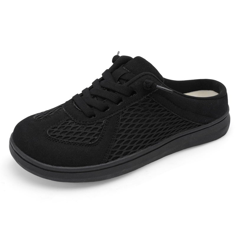LeIsfIt Mules for Women Wide Slip-on Mule Shoes Breathable Walking Shoes Comfortable Backless Sneakers Black Size 8 - Image 1