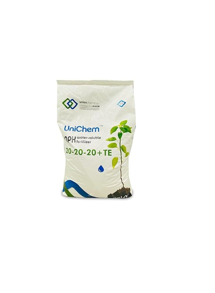 Generic Unichem ® NPK Fertilizer, Nitrogen, Phosphorous, Potassium | Water soulble | Made in UAE, No.1 choice in UAE, Formula 20-20-20 +TE | farmers choice | Fruits, leaves, vegetables, fruits (1 Kg) 