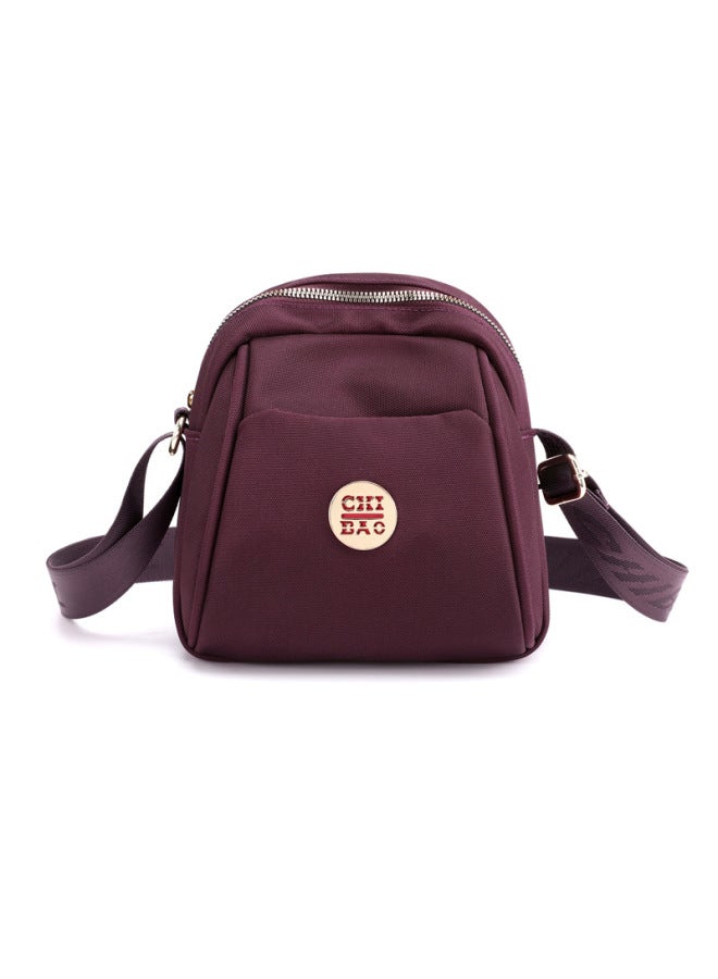 Crossbody Women's Mini Small Bag OxFord Cloth Shell Bag Waterproof Canvas Shoulder Fashionable Youth Trendy Nylon Cloth Bag-Color:Soy Sauce Purple  - Image 1