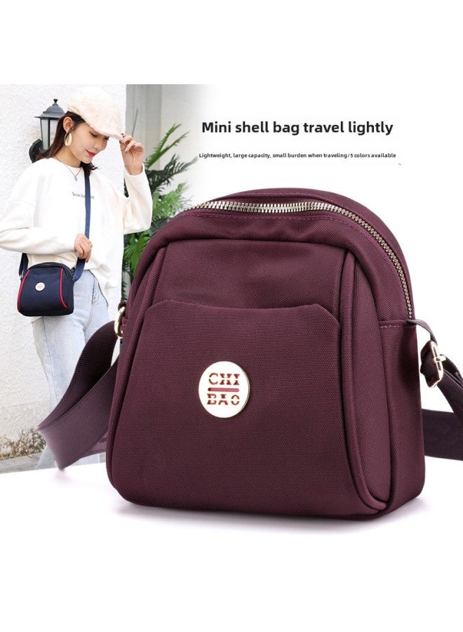 Crossbody Women's Mini Small Bag OxFord Cloth Shell Bag Waterproof Canvas Shoulder Fashionable Youth Trendy Nylon Cloth Bag-Color:Soy Sauce Purple  - Image 4