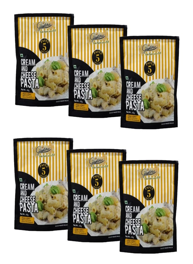 Gustora Cream and Cheese Pasta Combo I High in Fibre I Rich in Protein & Fibre I 5 Minutes Instant Pasta Combo Set I Vegetarian I Made of Durum Wheat Semolina I No Maida (65 grams X 6) - Image 1