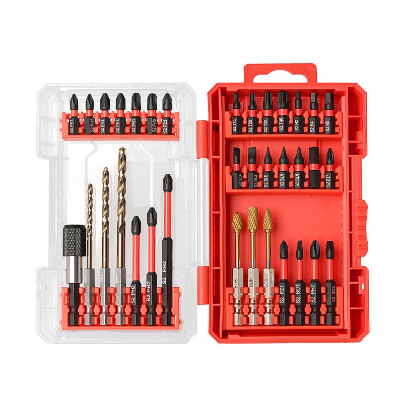 YOSIGHT 35Pcs Impact Drill and Driver Bit Set with a Storage Case, 28 Magnetic Screwdriver Bits, 3 Hex HSS Drill Bits, 3 Burrs, Magnetic Quick Change Chuck, for Power Screwdrivers - Image 1