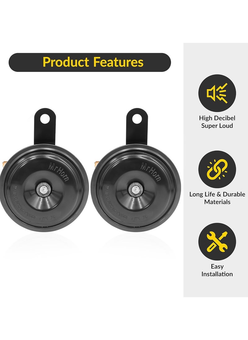 Generic MrHorn Disc Horn Set 370Hz/430Hz Dual Tone, 105-118dB – Waterproof, Universal Fit for Cars, Bikes, Trucks, MR-80-004  - Image 2