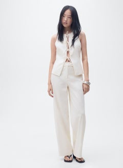 MANGO Linen Blend Bow Top  - Image 5