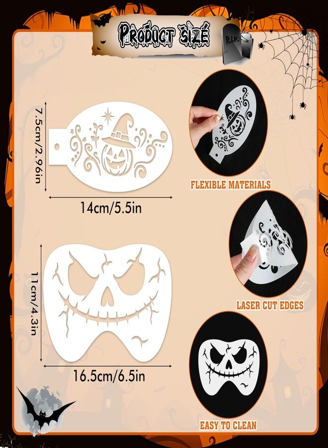 HOWAF قوالب طلاء الوجه HOWAF 26 قطعة للهالوين، قوالب طلاء وجه جمجمة وخفاش وعنكبوت، قوالب طلاء الجسم، قوالب رسم الأشباح والهياكل العظمية لحفلة عيد الهالوين وزينة المكياج - Image 2