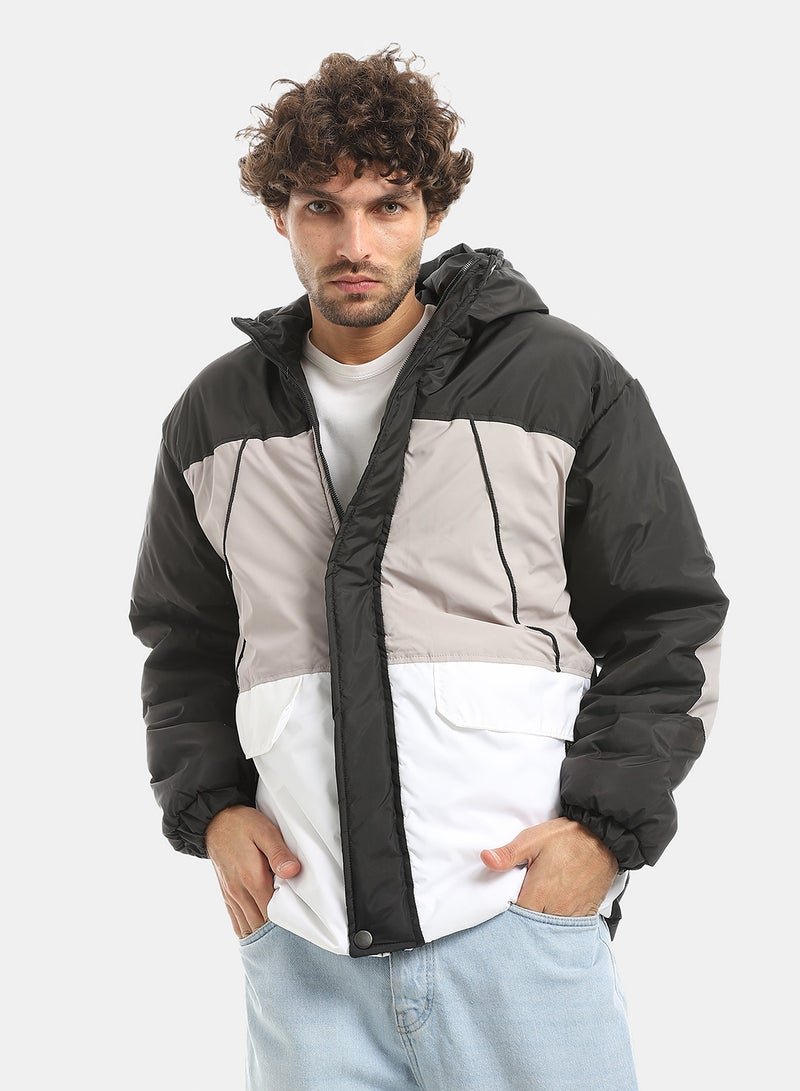 Andora Tri-Tone Long Sleeves Hooded Jacket_Multicolour - Image 1