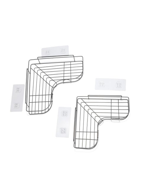 Home Care Corner Storage Rack – Multipurpose Corner Organizer for Bathroom or Kitchen, Wall Mounted, Non-Drill Design, Self-Adhesive Black Shelf in L-shape | Racks & Holders