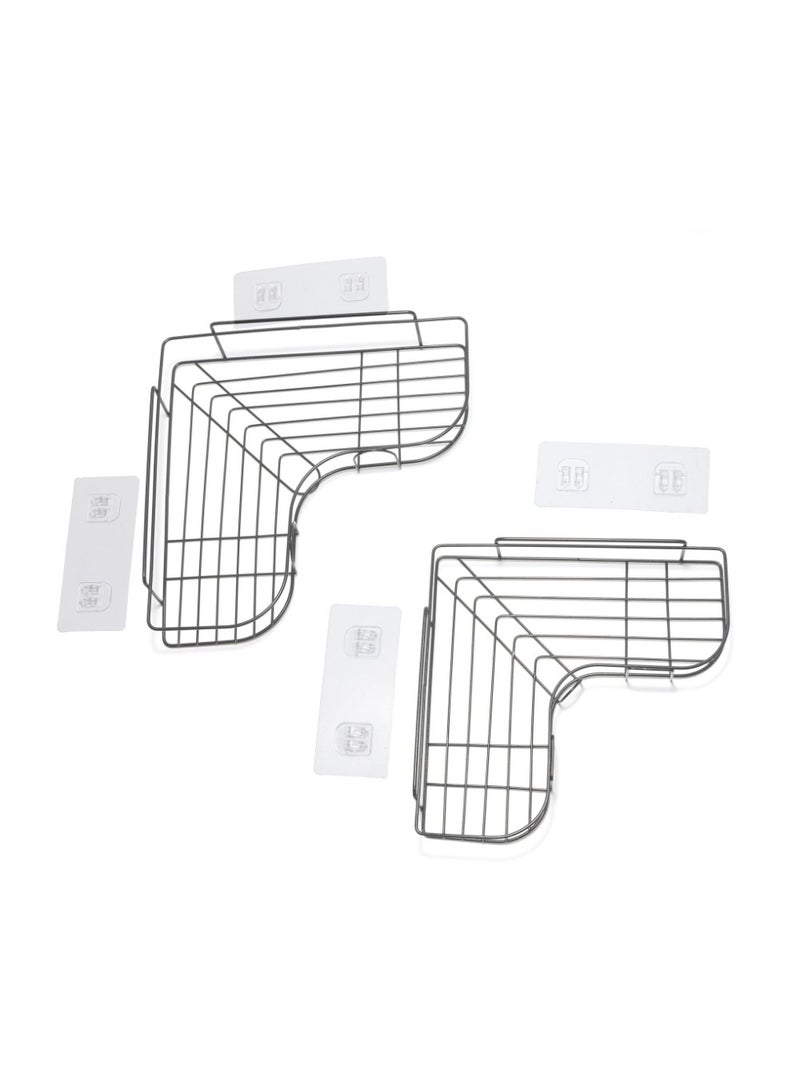 Home Care Home Care Corner Storage Rack – Multipurpose Corner Organizer for Bathroom or Kitchen, Wall Mounted, Non-Drill Design, Self-Adhesive Black Shelf in L-shape | Racks & Holders - Image 1