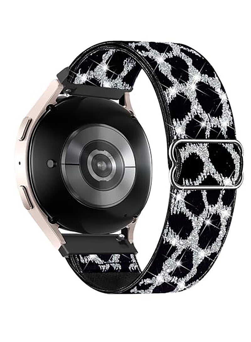 Strap Nylon Loop 22MM Band For Samsung galaxy watch 3 45mm /galaxy 46mm/Gear S3/Huawei watch GT3 46MM/GT 4 46MM/GT2E/GT 46mm/GT2 Pro/GT2 46MM/Honor Magic Watch2 46mm/Amazfit GTR 4/3/2/2e Shiny Silver Leopard