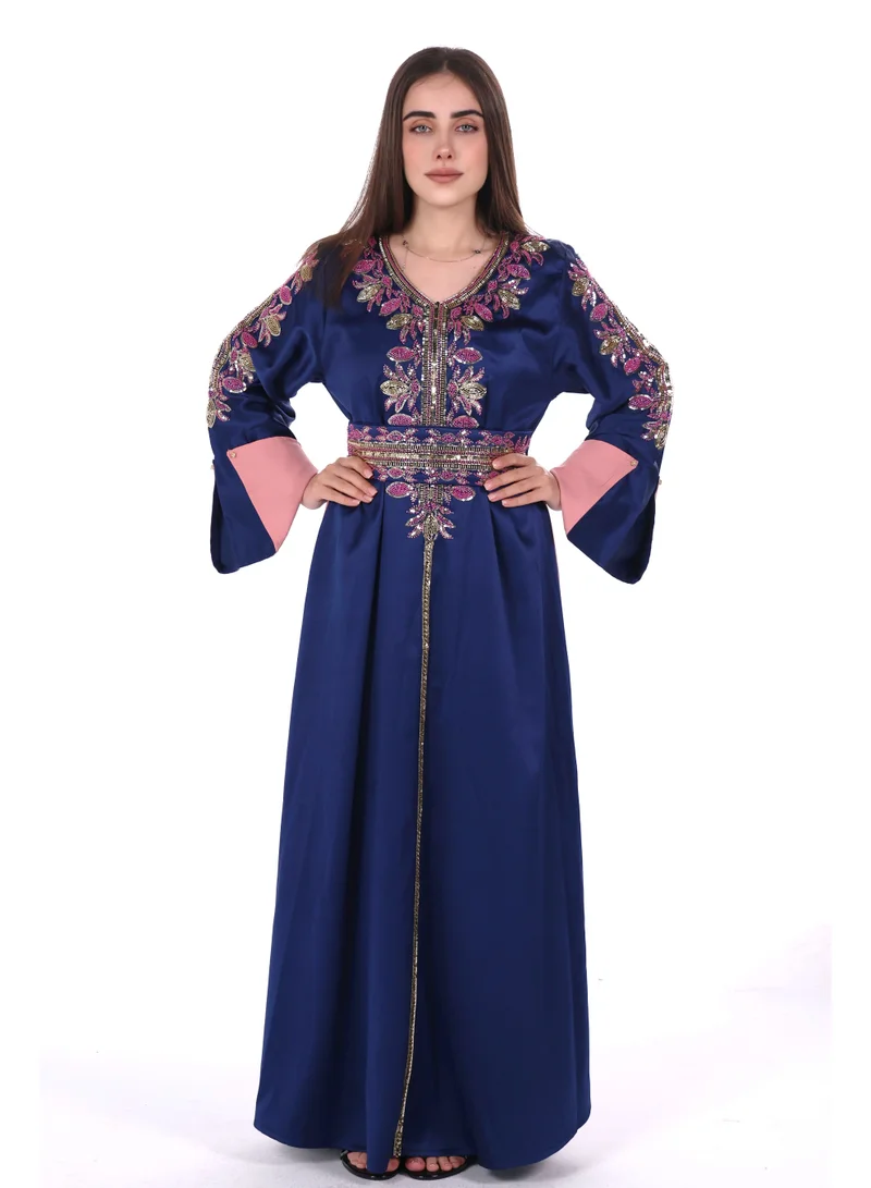 women belted satin jalabiya dress