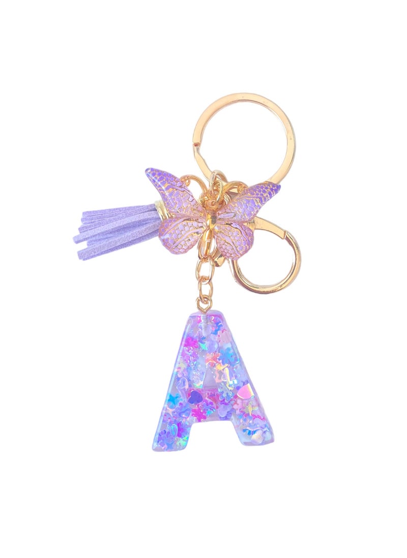 OLUDENIZ Ring and Letter Keychain For Letter  A,   Keychain Pendant for Purse Handbags Women Girls  - Image 1