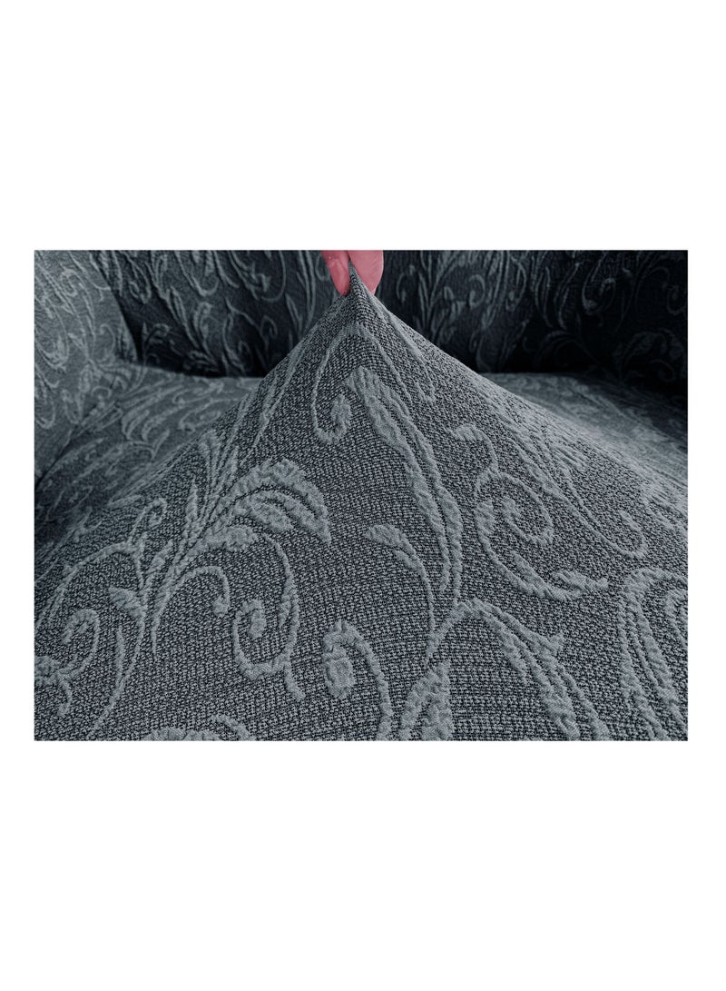 Jacquard Fabric Stretchable One Seater Sofa Cover Grey