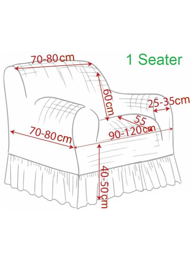 Jacquard Fabric Stretchable One Seater Sofa Cover Grey