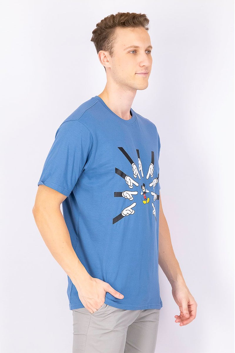 DIFUZED Men Crew Neck Short Sleeve Graphic Print T-shirt, Sage Blue and White - Image 4