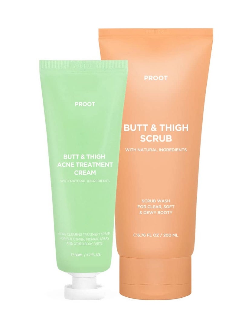 Proot PROOT Butt Acne Spot Treatment Cream (Tube Type) + Butt & Thigh Scrub Wash | Treatment Cream and Booty Scrub for Acne, Cellulite, Ingrown Hair, Bikini & Razor Bump | For all skin type… - Image 1