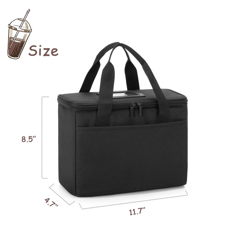 Trunab Reusable 3 Cups Drink Carrier for Delivery with Adjustable Dividers, Insulated Drink Caddy Holder Bag for Take Out, Beverages Carrier Tote with Handle for Outdoors, Patented Design, Black - Image 5