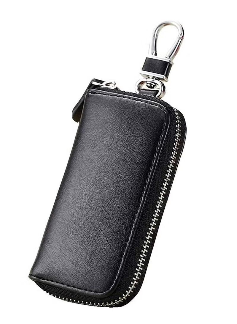 Generic PU Leather Car Key Case Car Smart Key Chain Coin Holder Smart Key Holder Protection Car key Chain Bag Auto Remote Keyring Wallet Key Wallet Card Wallet Leather Wallet Black  - Image 1