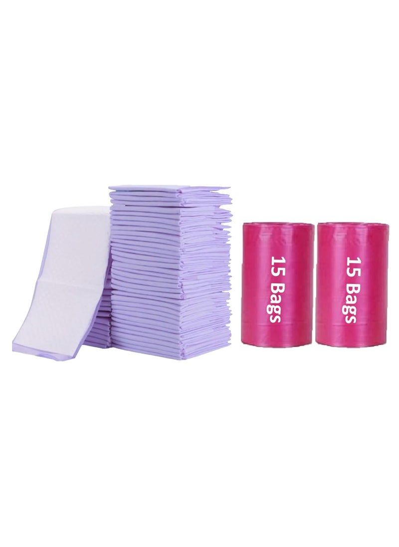 Cute 'n' Cuddle Cute 'n' Cuddle 30 Pcs Disposable Changing Mat Lavender 60cmX45cm With 30 Disposable Scented bags Pink  - Image 1