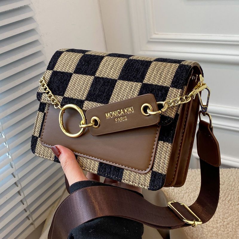 Sense Small Bag Women'S Fashionable Checkerboard Crossbody Bag Niche Instagram Style Small Square Bag - Image 2