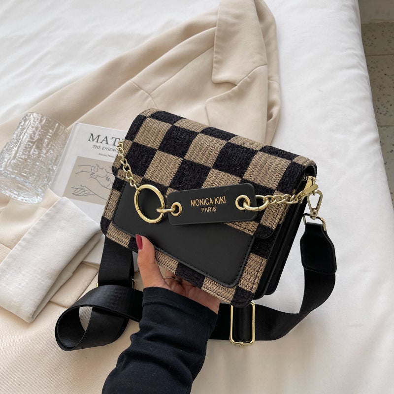 Sense Small Bag Women'S Fashionable Checkerboard Crossbody Bag Niche Instagram Style Small Square Bag - Image 1