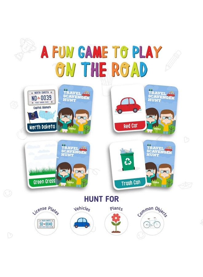 merka Educational Flash Cards Roadtrip Games Kids Flashcards Travel Scavenger Hunt Set Objects To Find On Road License Plates Learning And Educational Toys For Kids And Toddlers  - Image 3