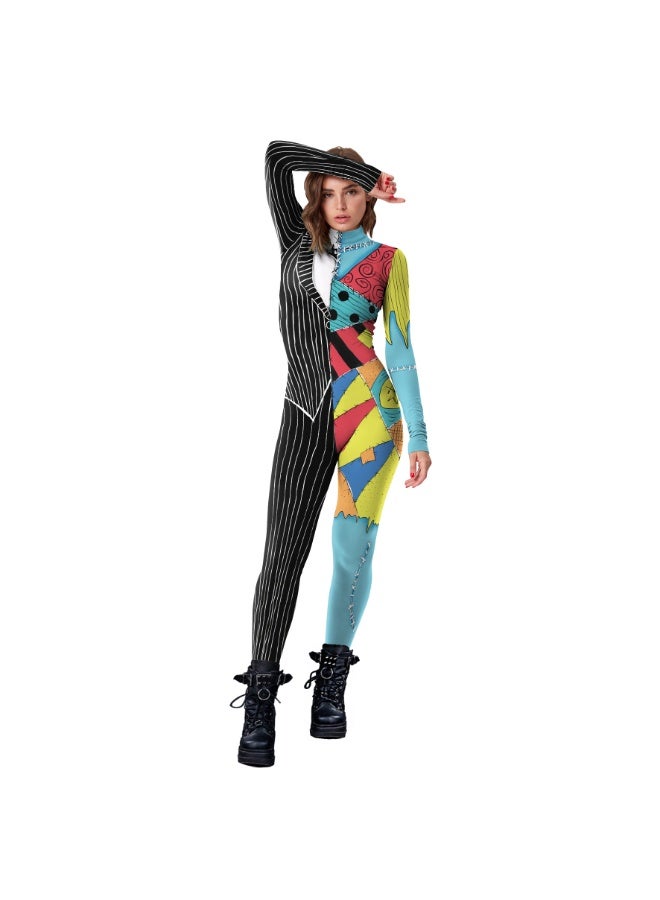 NIBEMINENT Halloween Christmas Horror Night cosplay costume Sally role-playing printed one-piece suit leachy girl - Image 1