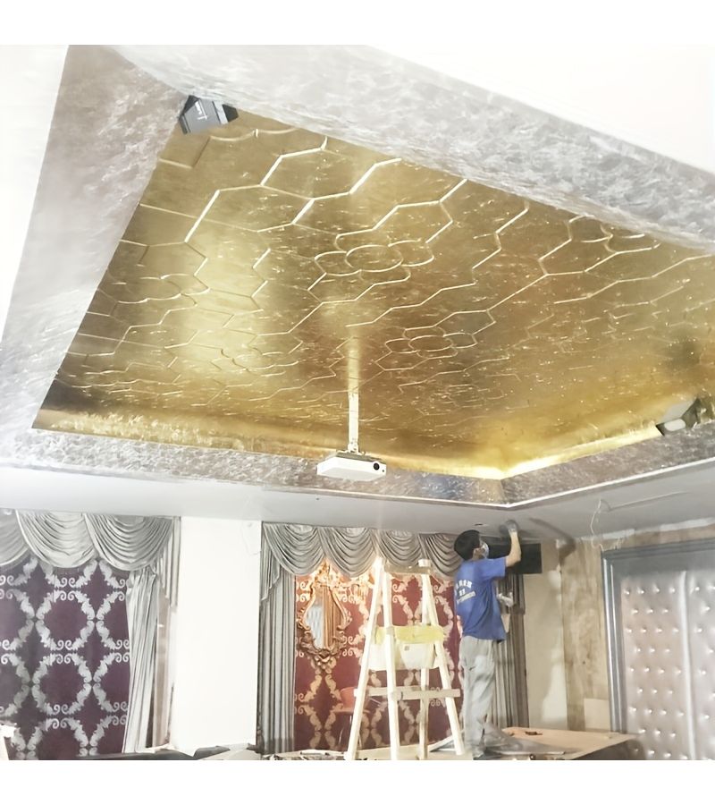 50 ورقة من ورق الفويل الذهبي البراق بلون الشمبانيا مقاس 3.15 × 3.35 بوصة للأعمال الفنية والحرف اليدوية - Image 5