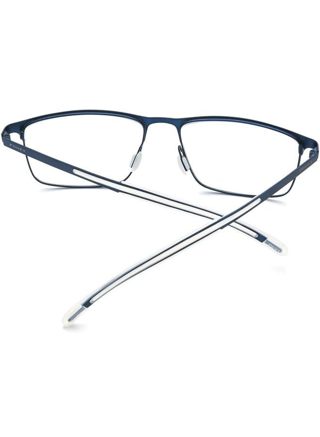 FONEX Titanium Glasses Frame,Men Square Myopia Optical Eyeglass Frame 8521, Blue, 57-17-145 - Image 5
