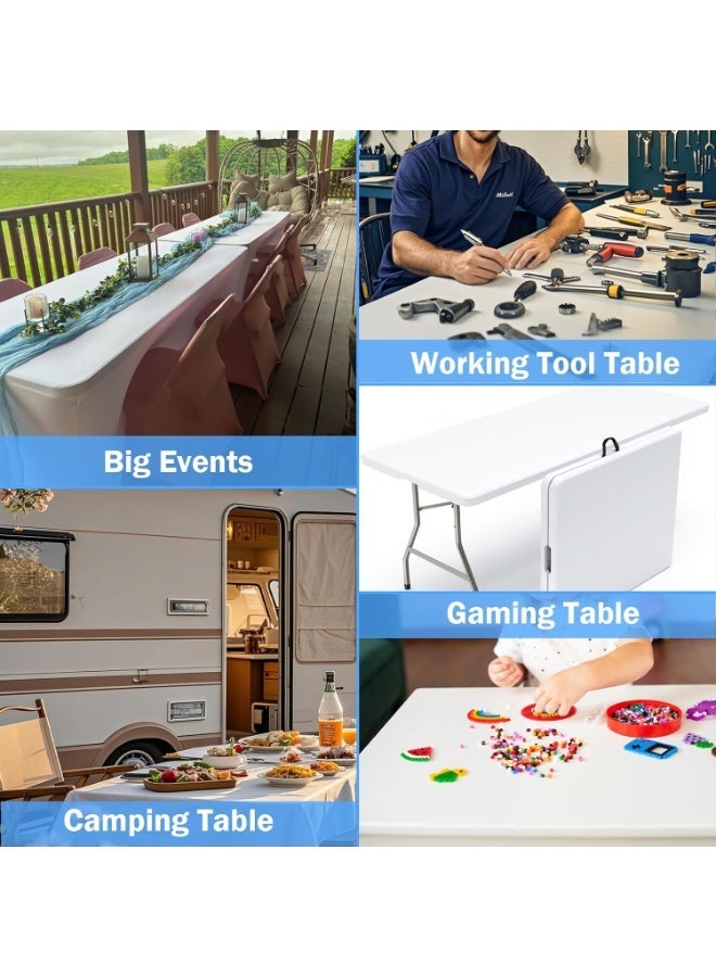 6ft (30x72in) Folding Plastic Table – Sturdy table for indoor and outdoor use with carrying handle – Ideal for trips and parties - Image 2