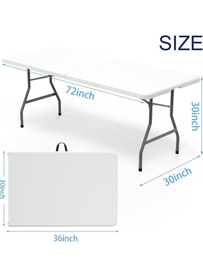 6ft (30x72in) Folding Plastic Table – Sturdy table for indoor and outdoor use with carrying handle – Ideal for trips and parties - Image 5