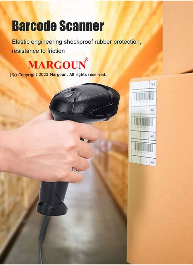 MARGOUN - Wireless Laser Barcode Scanner Compatible with Bluetooth, Portable USB (X-620G) - Image 1